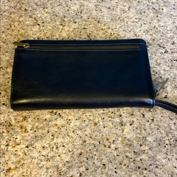 Fossil black Liza Leather Zip Around Clutch Wallet wristlet - Picture 3 of 5